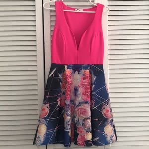 Hot pink PLUNGE top skater mini dress!